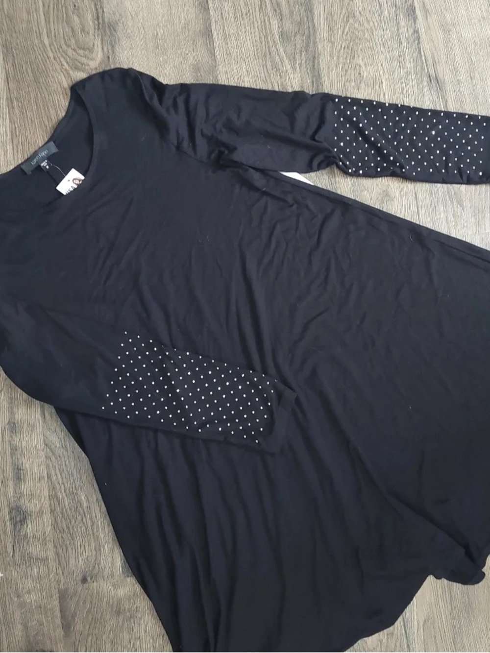 Karen Kane Black Long Sleeve Dress with Studded Sleeve Details